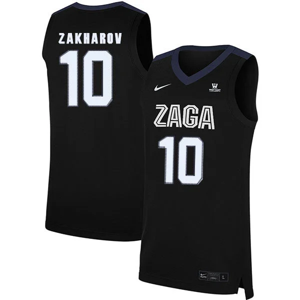 Football Jersey For Celebrations-Basketball Jersey For Celebrations-Gonzaga Bulldogs 10 Pavel Zakharov Black College Basketball Basketball Jersey