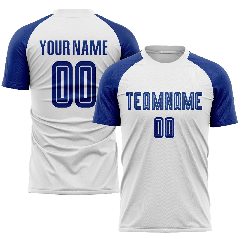 Football Jersey With Embroidered Logo-Custom White Royal Sublimation Soccer Uniform Jersey