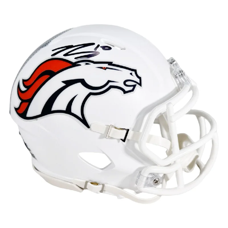 Rugby Helmet For Contact-Heavy Matches-Bo Nix Signed Denver Broncos Alt 2024 Speed Mini Football Helmet (Beckett)