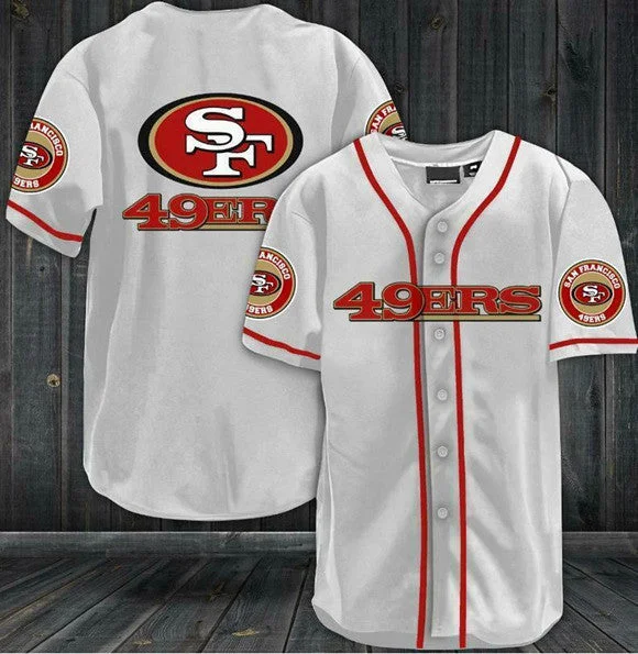 Baseball Jersey For Stylish Wear-Men's San Francisco 49ers White Baseball Stitched Jersey Shirt