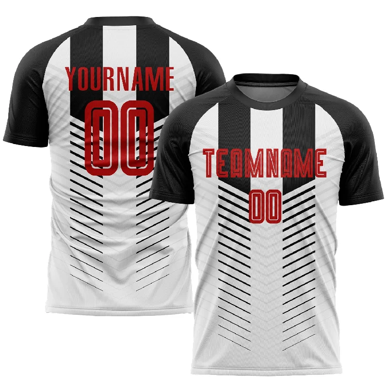 Football Jersey For Custom Orders With Logo-Custom Black Red-White Sublimation Soccer Uniform Jersey