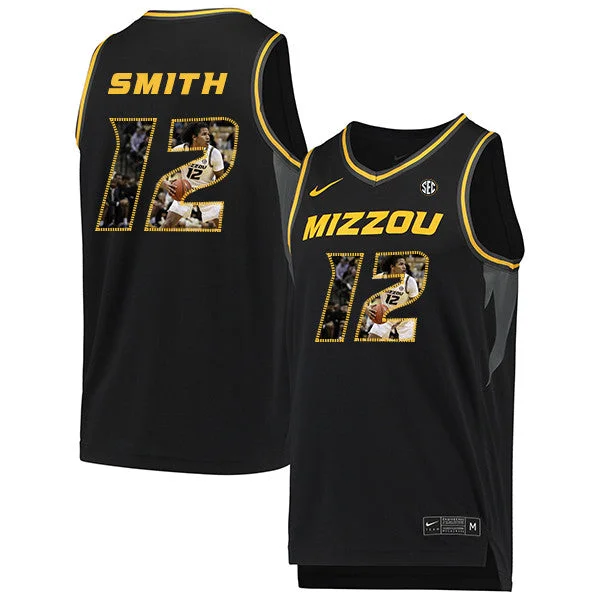 Football Jersey With Personalized Logos-Basketball Jersey With Personalized Logos-Missouri Tigers 12 Dru Smith Black Fashion College Basketball Basketball Jersey