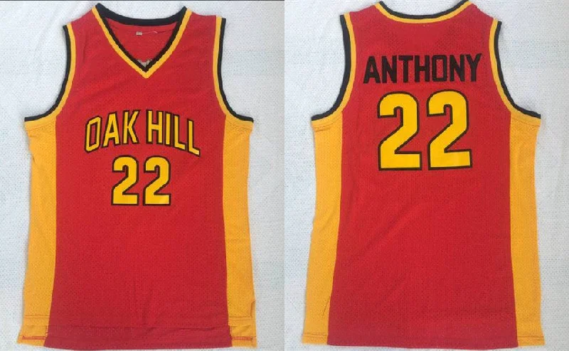 Football Jersey For Official Merchandise-Basketball Jersey For Official Merchandise-Oak Hill 22 Carmelo Anthony Red High School Basketball Basketball Jersey