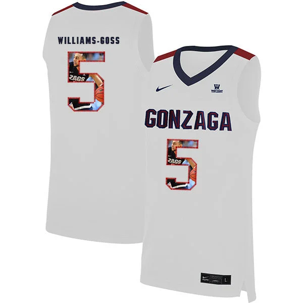 Football Jersey For Custom Player Orders-Basketball Jersey For Custom Player Orders-Gonzaga Bulldogs 5 Nigel Williams Goss White Fashion College Basketball Basketball Jersey