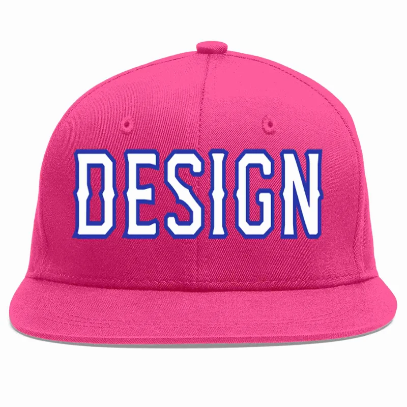 Baseball Cap With Fun Colors-Custom Rose Red White-Royal Flat Eaves Sport Baseball Cap Design for Men/Women/Youth