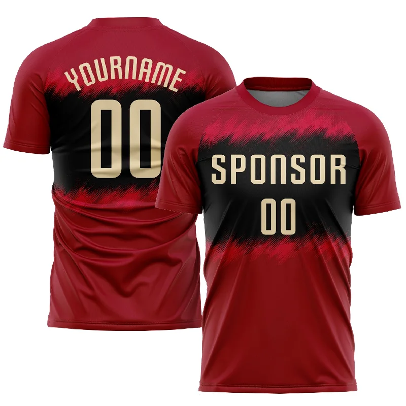 Football Jersey For Local Sports Events-Custom Crimson Cream-Black Sublimation Soccer Uniform Jersey