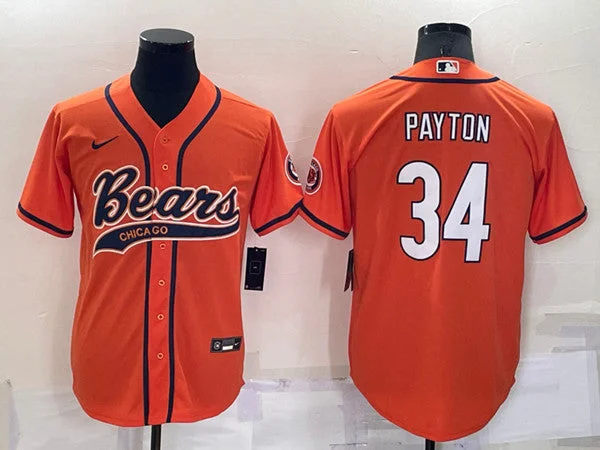 Baseball Jersey For Family Sport Days-Men's Chicago Bears #34 Walter Payton Orange Cool Base Stitched Baseball Jersey