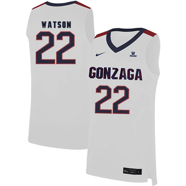 Football Jersey For Local Sports Events-Basketball Jersey For Local Sports Events-Gonzaga Bulldogs 22 Anton Watson White College Basketball Basketball Jersey