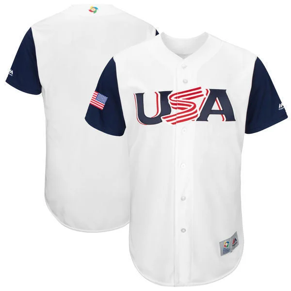 Baseball Jersey For Fan Merchandise-Men's USA Baseball Majestic White 2017 World Baseball Classic Team Stitched WBC Jersey