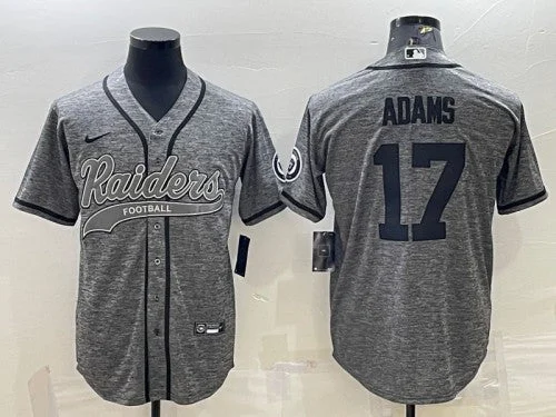 Baseball Jersey For Little League-Men's Las Vegas Raiders #17 Davante Adams Gray With Patch Cool Base Stitched Baseball Jersey