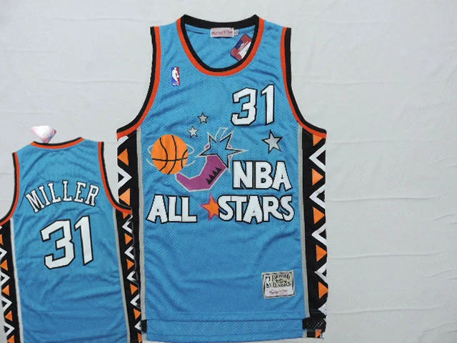 Football Jersey For Tournament-Basketball Jersey For Tournament-1996 All Star 31 Reggie Miller Teal Hardwood Classics Basketball Jersey