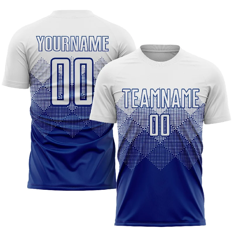 Football Jersey For Custom Player Fit-Custom Royal White Sublimation Soccer Uniform Jersey