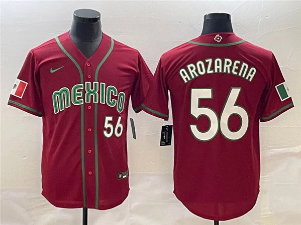 Baseball Jersey For Family Teams-Men's Mexico Baseball #56 Randy Arozarena 2023 Red World Baseball Classic Stitched Jersey