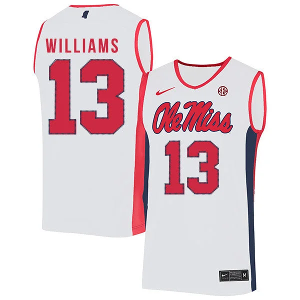 Cheap Football Jersey-Cheap Basketball Jersey-Ole Miss Rebels 13 Bryce Williams White Basketball College Basketball Jersey