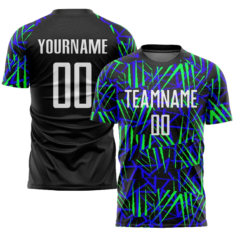 Football Jersey For Ultimate Comfort-Custom Black White-Neon Green Sublimation Soccer Uniform Jersey