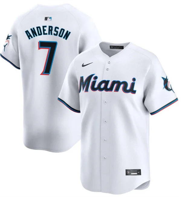 Baseball Jersey For Youth Baseball Leagues-Men's Miami Marlins #7 Tim Anderson White Home Limited Baseball Stitched Jersey