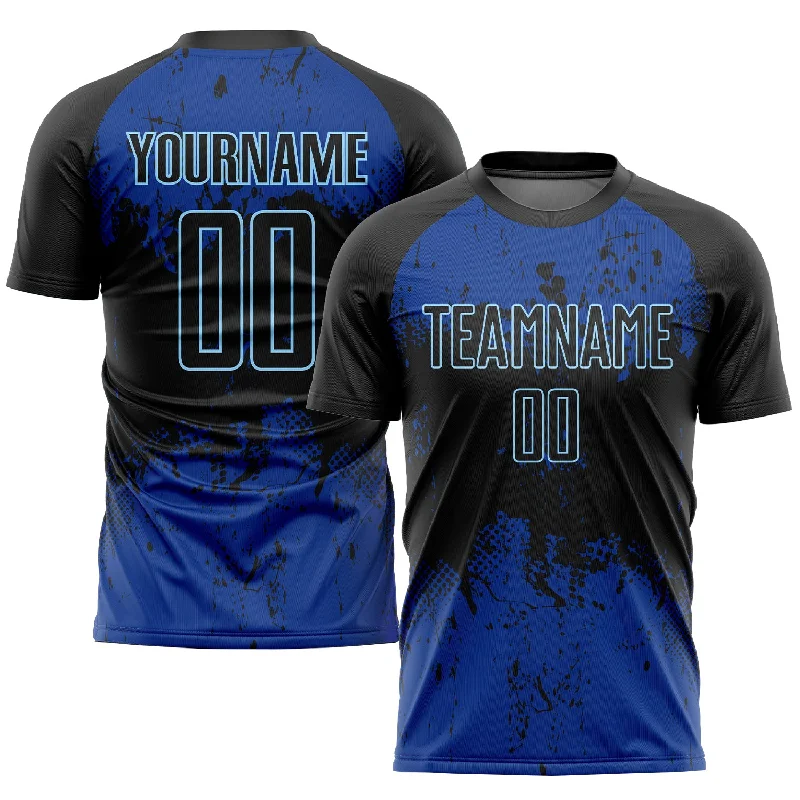 Football Jersey For Competitive Football Teams-Custom Black Black-Royal Sublimation Soccer Uniform Jersey