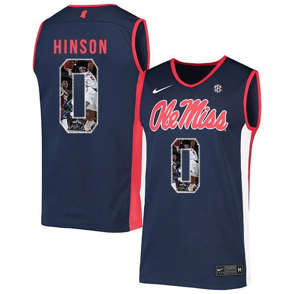 Football Jersey For Promotional Events-Basketball Jersey For Promotional Events-Ole Miss Rebels 0 Blake Hinson Navy Fashion Basketball College Basketball Jersey