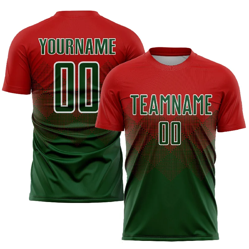 Football Jersey For Fundraising Projects-Custom Red Green-White Sublimation Soccer Uniform Jersey