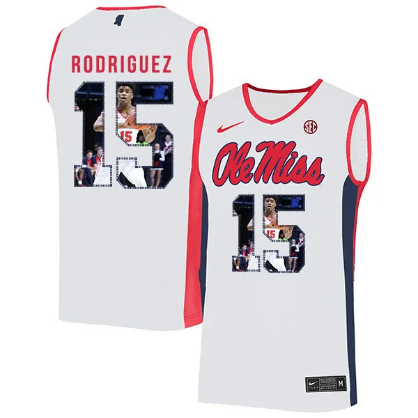 Football Jersey For Competitive Players-Basketball Jersey For Competitive Players-Ole Miss Rebels 15 Luis Rodriguez White Fashion Basketball College Basketball Jersey