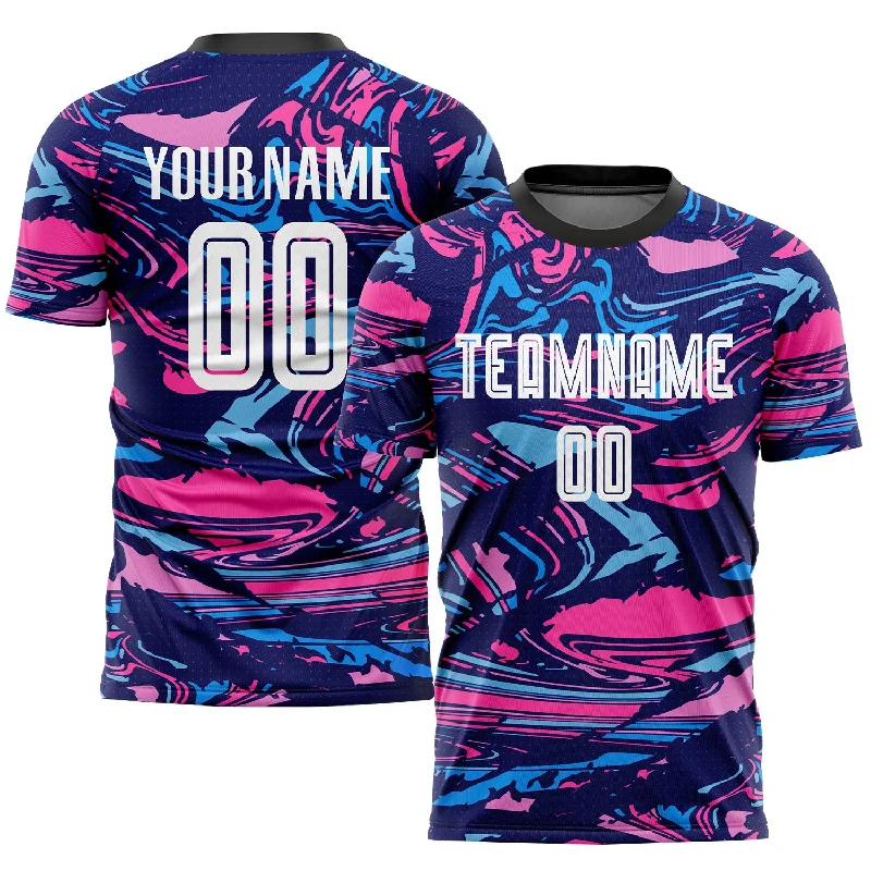 Football Jersey With Motivational Quotes-Custom Figure White-Pink Sublimation Soccer Uniform Jersey