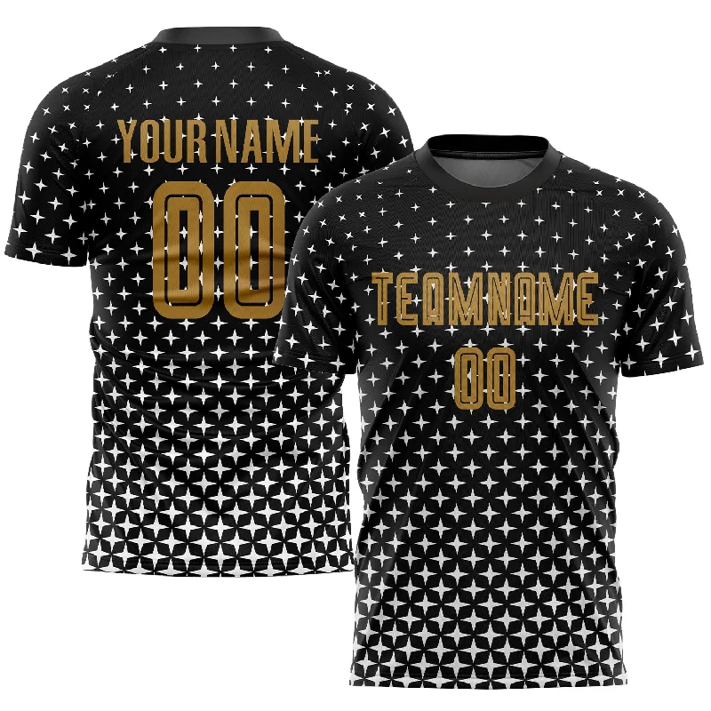 Football Jersey For Personalized Embroidery-Custom Black Old Gold-White Sublimation Soccer Uniform Jersey