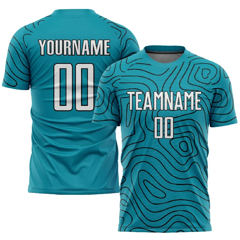 Football Jersey For Special Promotions-Custom Teal White-Black Sublimation Soccer Uniform Jersey