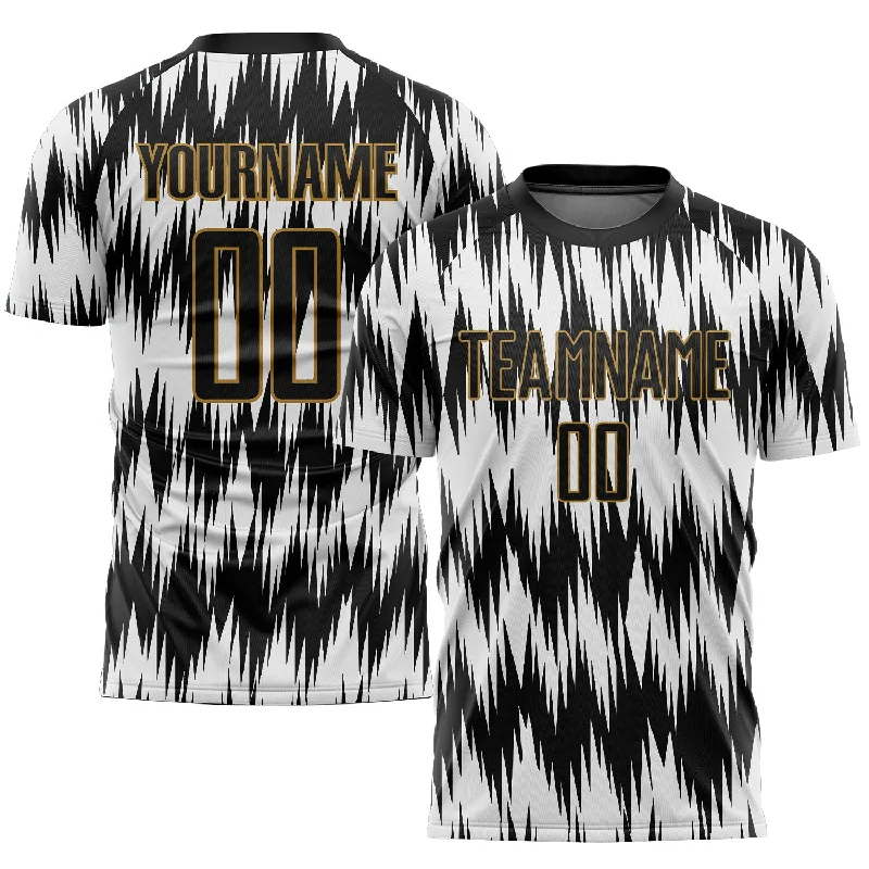 Personalized Football Jersey-Custom White Black-Old Gold Sublimation Soccer Uniform Jersey