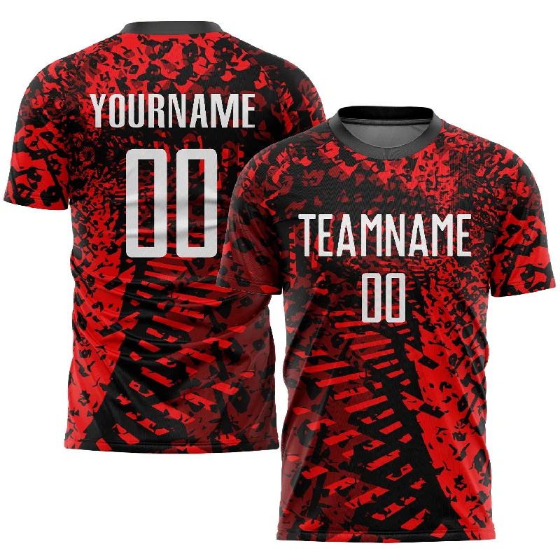 Football Jersey For Youth Sports Apparel-Custom Red Black-White Sublimation Soccer Uniform Jersey