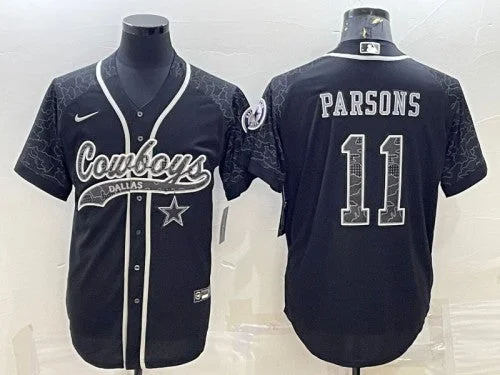 Baseball Jersey For Personalized Sizing-Men's Dallas Cowboys #11 Micah Parsons Black Reflective With Patch Cool Base Stitched Baseball Jersey