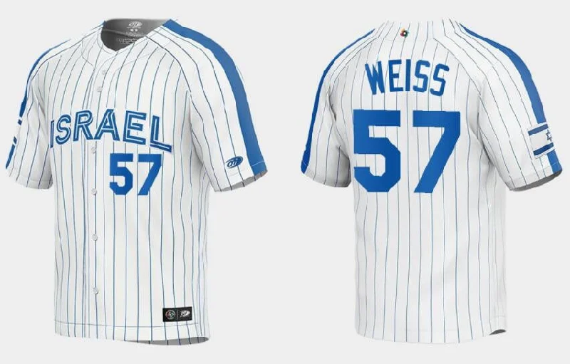 Baseball Jersey For Sport-Specific Design-Men's Israel Baseball #57 Zack Weiss 2023 White World Baseball Classic Stitched Jersey