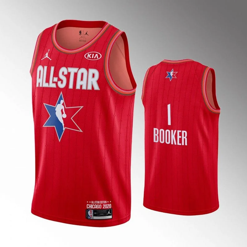 Football Jersey For Game Uniforms-Basketball Jersey For Game Uniforms-Suns 1 Devin Booker Red 2020 All-Star Jordan Brand Swingman Basketball Jersey