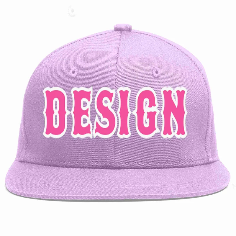 Baseball Cap For Summer-Custom Light Purple Pink-White Flat Eaves Sport Baseball Cap Design for Men/Women/Youth