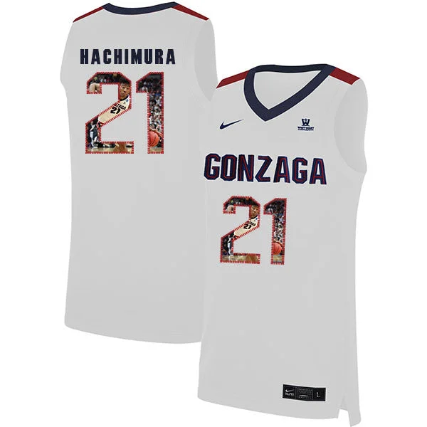 Football Jersey With Custom Team Colors-Basketball Jersey With Custom Team Colors-Gonzaga Bulldogs 21 Rui Hachimura White Fashion College Basketball Basketball Jersey