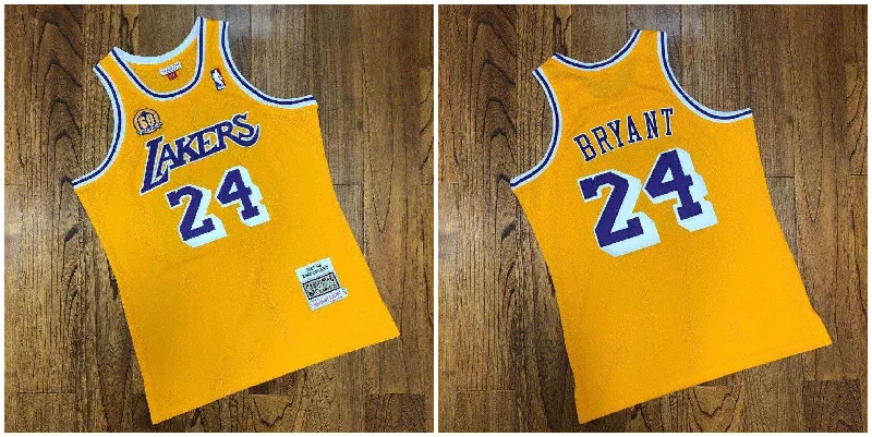 Football Jersey For Retro Fan Gear-Basketball Jersey For Retro Fan Gear-Lakers 24 Kobe Bryant Yellow 60th Anniversary 2007-08 Hardwood Classics Basketball Jersey