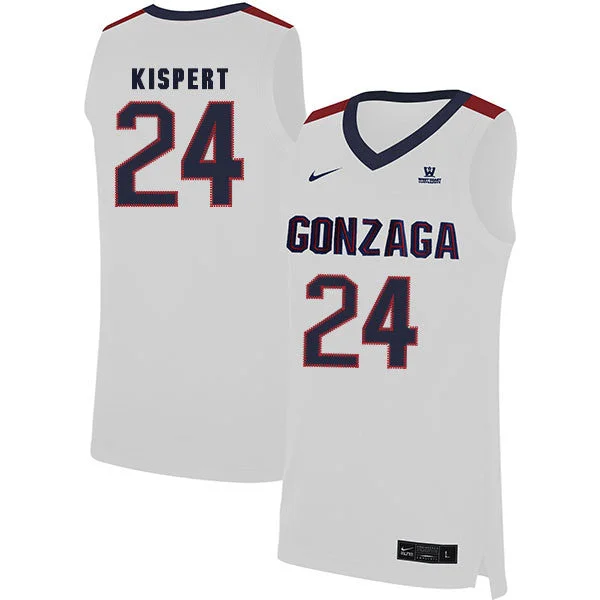 Football Jersey For Custom Player Fit-Basketball Jersey For Custom Player Fit-Gonzaga Bulldogs 24 Corey Kispert White College Basketball Basketball Jersey