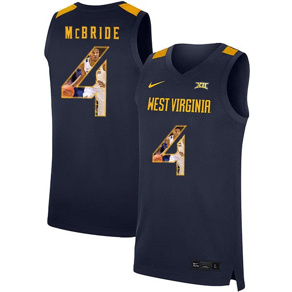 Football Jersey For Customized Team Colors-Basketball Jersey For Customized Team Colors-West Virginia Mountaineers 4 Miles McBride Navy Fashion Basketball College Basketball Jersey