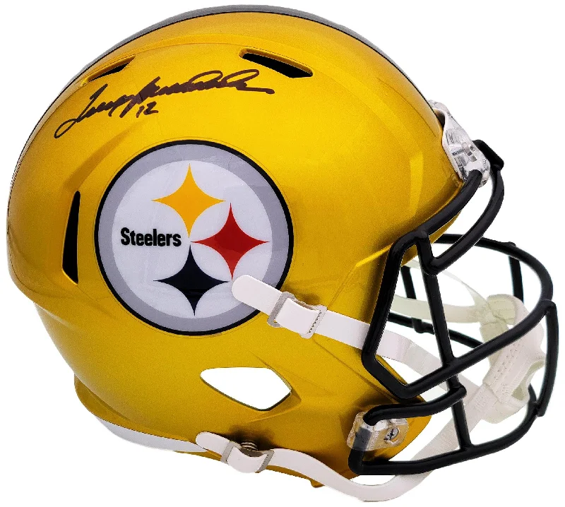 Rugby Helmet With Stylish Look-Terry Bradshaw Autographed Pittsburgh Steelers Flash Yellow Full Size Replica Speed Helmet Beckett BAS QR Stock #201180