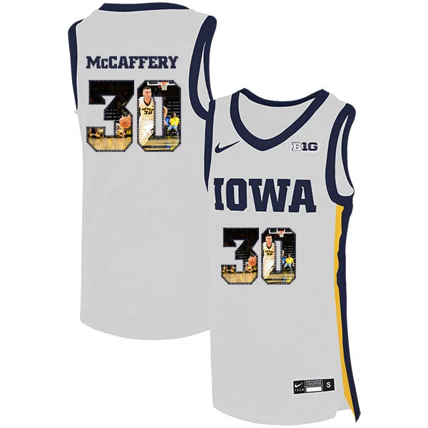 Football Jersey For Championship Game Apparel-Basketball Jersey For Championship Game Apparel-Iowa Hawkeyes 30 Connor McCaffery White Basketball College Fashion Basketball Jersey