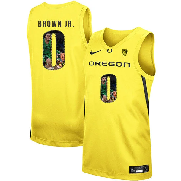 Football Jersey For Youth Football Leagues-Basketball Jersey For Youth Basketball Leagues-Oregon Ducks 0 Troy Brown Jr. Yellow Fashion College Basketball Basketball Jersey.jpeg