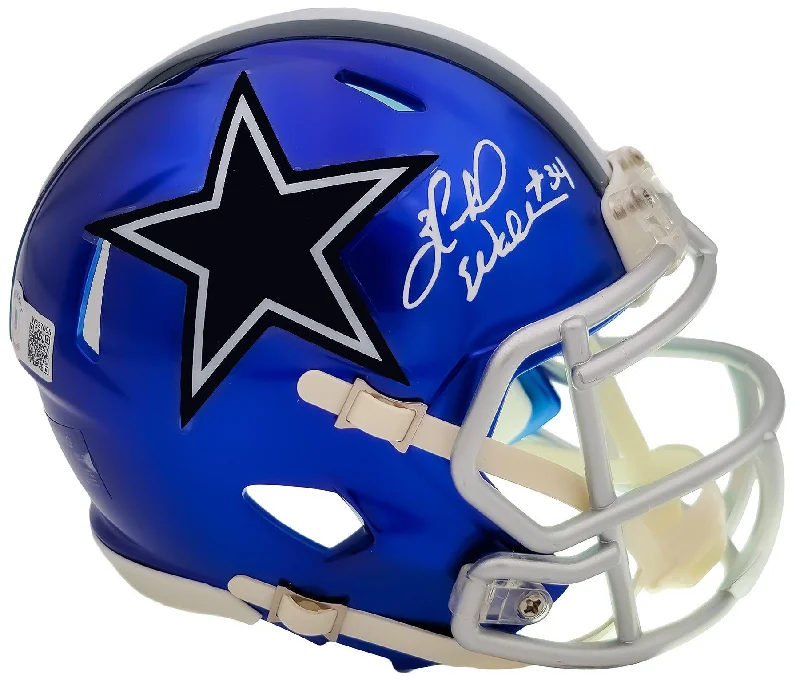 Rugby Helmet For Safety And Support-Herschel Walker Autographed Dallas Cowboys Flash Blue Speed Mini Helmet Beckett BAS QR Stock #202148