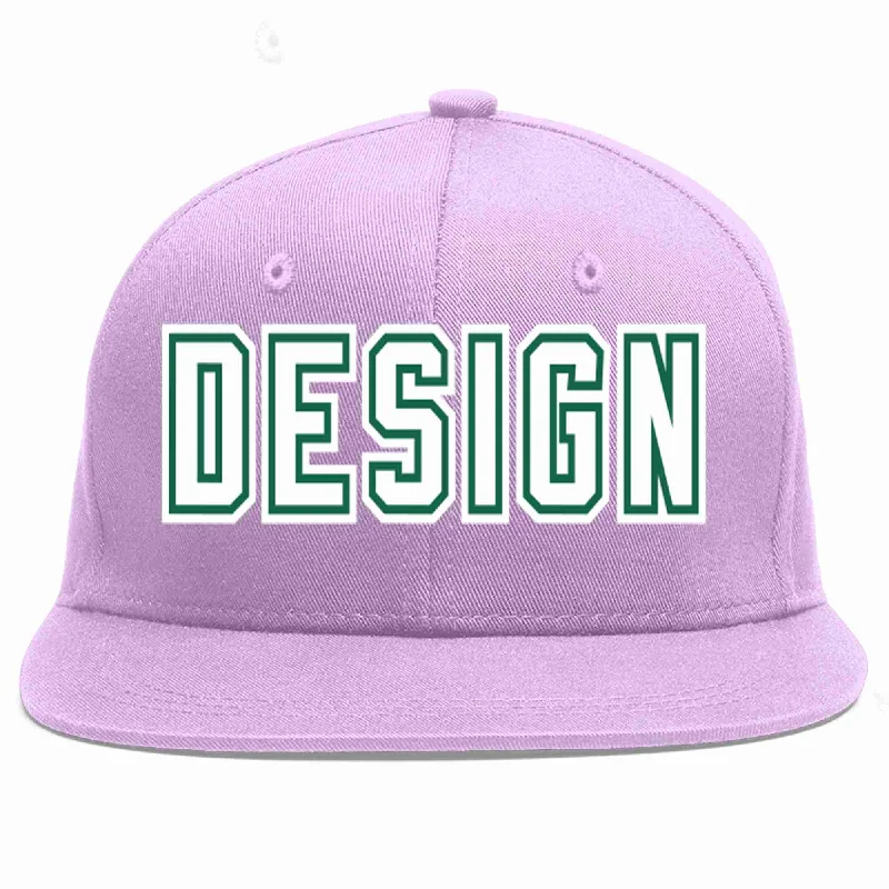 Baseball Cap For Gift Giving-Custom Light Purple White-Kelly Green Flat Eaves Sport Baseball Cap Design for Men/Women/Youth