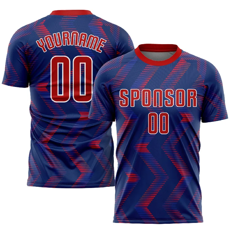 Football Jersey With Custom Print-Custom Navy Red-White Sublimation Soccer Uniform Jersey