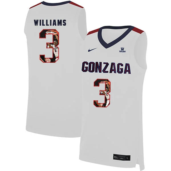 Football Jersey For Major League Apparel-Basketball Jersey For Major League Apparel-Gonzaga Bulldogs 3 Johnathan Williams White Fashion College Basketball Basketball Jersey