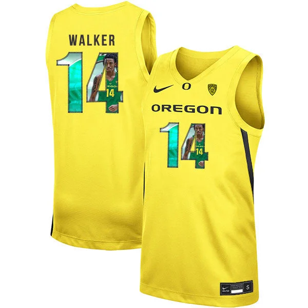 Football Jersey For School Sports Events-Basketball Jersey For School Sports Events-Oregon Ducks 14 C.J. Walker Green Yellow College Basketball Basketball Jersey.jpeg