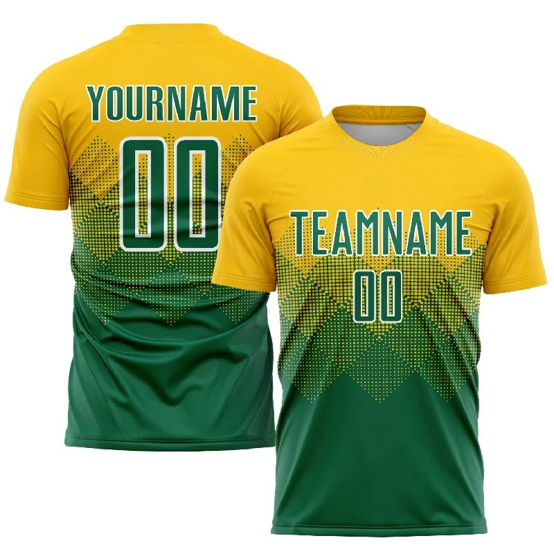 Football Jersey For Retro Fan Gear-Custom Gold Kelly Green-White Sublimation Soccer Uniform Jersey