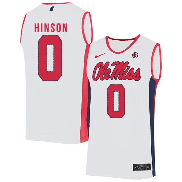 Football Jersey For Special Occasion Gifts-Basketball Jersey For Special Occasion Gifts-Ole Miss Rebels 0 Blake Hinson White Basketball College Basketball Jersey