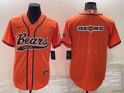 Baseball Jersey For Personalized Gifts-Men's Chicago Bears Orange Team Big Logo With Patch Cool Base Stitched Baseball Jersey