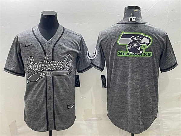 Baseball Jersey For Major League Apparel-Men's Seattle Seahawks Gray Team Big Logo With Patch Cool Base Stitched Baseball Jersey