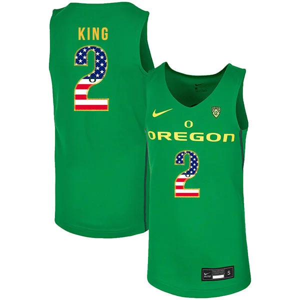 Football Jersey For Professional-Level Teams-Basketball Jersey For Professional-Level Teams-Oregon Ducks 2 Louis King Green USA Flag College Basketball Basketball Jersey